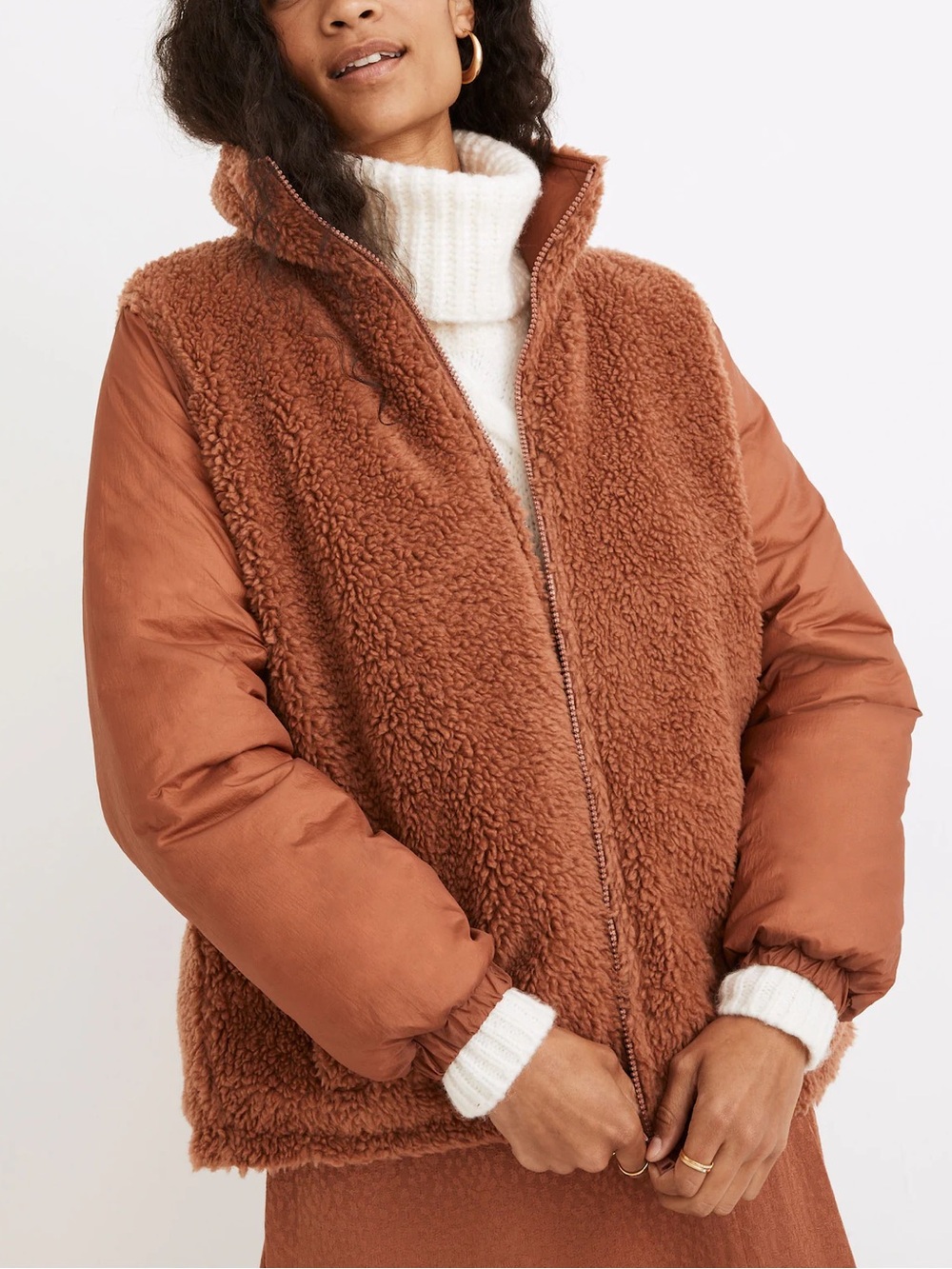 Madewell Reversible Sherpa Puffer Jacket